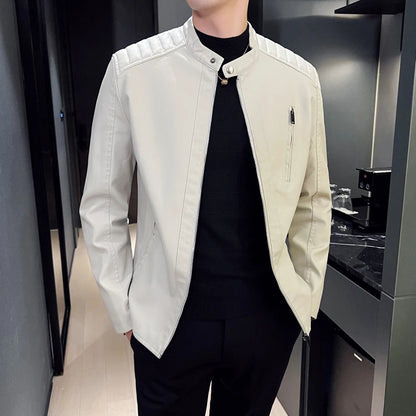 Autumn Winter Jacket  Men Clothes Handsome Warm Male Attractive Locomotive Zipper Cuffs Technology Cool Trendy Men Leather Coats