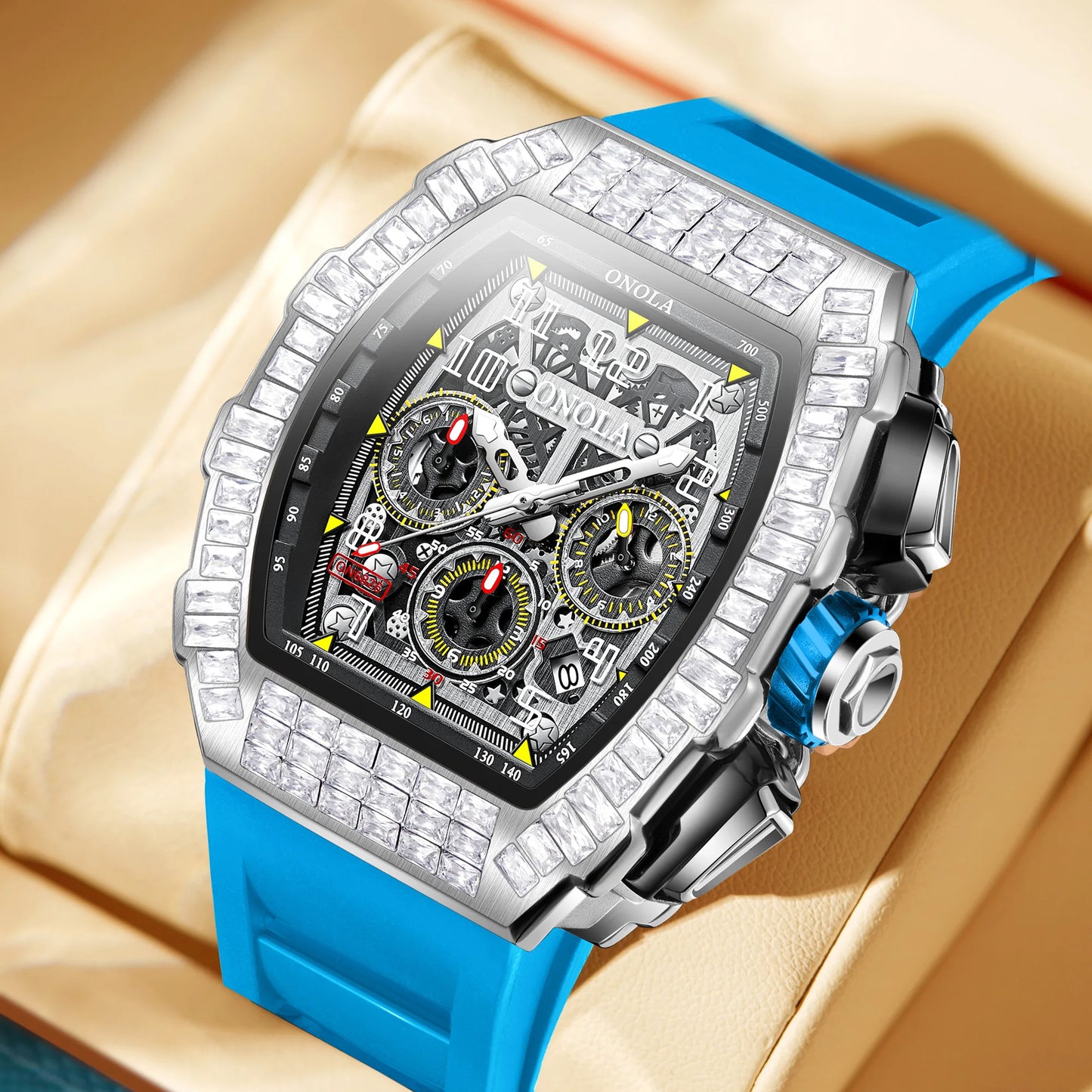 ONOLA Men Mechanical Watch Casual Silicone 30M Waterproof Automatic Watch for Men Military Man Sports Watch