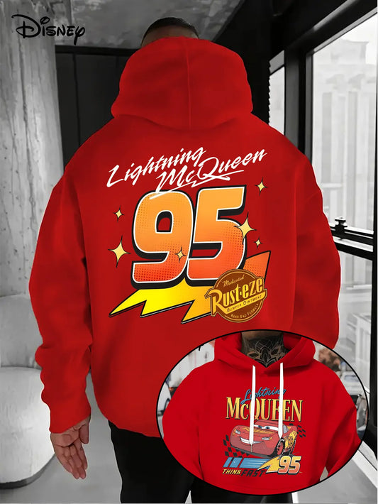 Disney Cars Lightning McQueen Men's Hoodie Autumn Winter Casual Unisex Pullover Sweatshirt Tracksuit Clothing Hoody Oversized