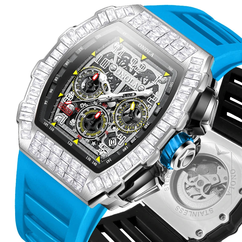 ONOLA Men Mechanical Watch Casual Silicone 30M Waterproof Automatic Watch for Men Military Man Sports Watch