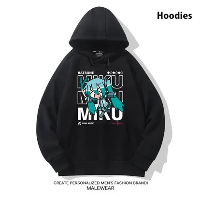 2025 MINISO Vocaloid Essential - Hatsune Miku Men's Quick Dry Hoodie S-4XL Sweatshirt Harajuku