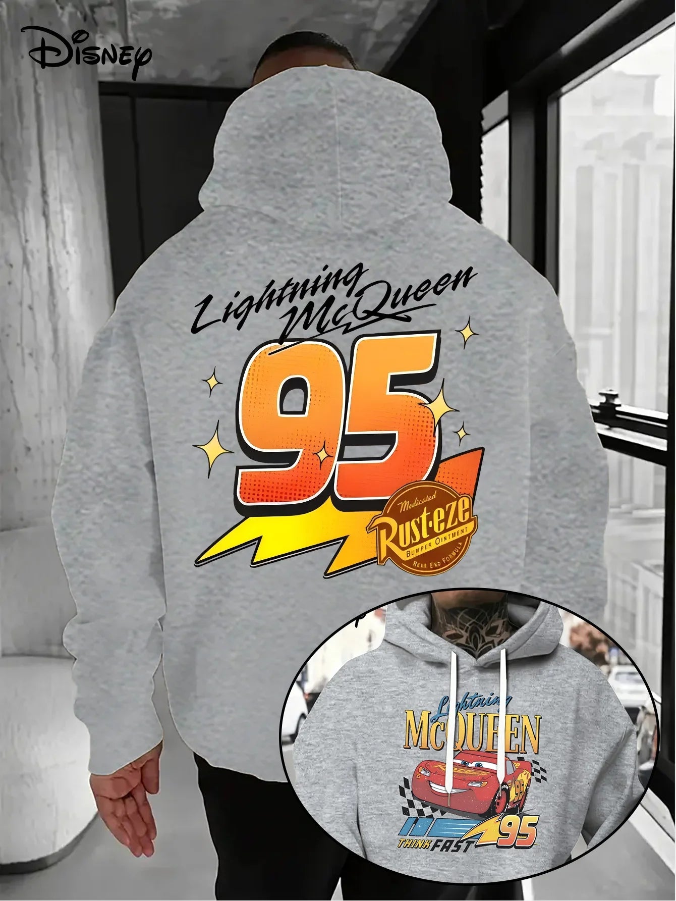 Disney Cars Lightning McQueen Men's Hoodie Autumn Winter Casual Unisex Pullover Sweatshirt Tracksuit Clothing Hoody Oversized