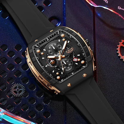 LIGE Top Brand Luxury Mens Watches Waterproof Sports Watch Silicone Strap Chronograph Quartz Wristwatch Relogios Masculino+BOX