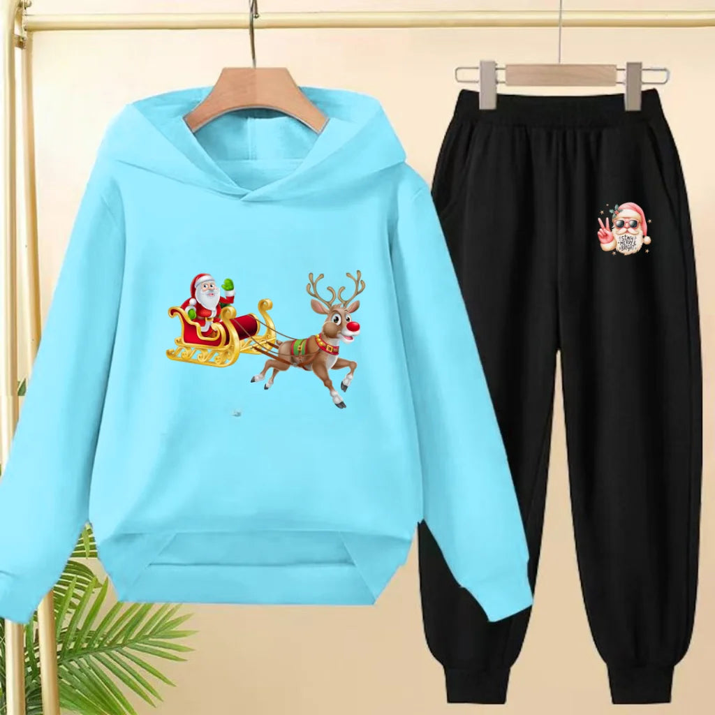 kids Christmas&deer PrintFestival clothing Matching Sweatshirt Christmas Hoodie with Name Xmas Gift Personalized Holiday Clothe