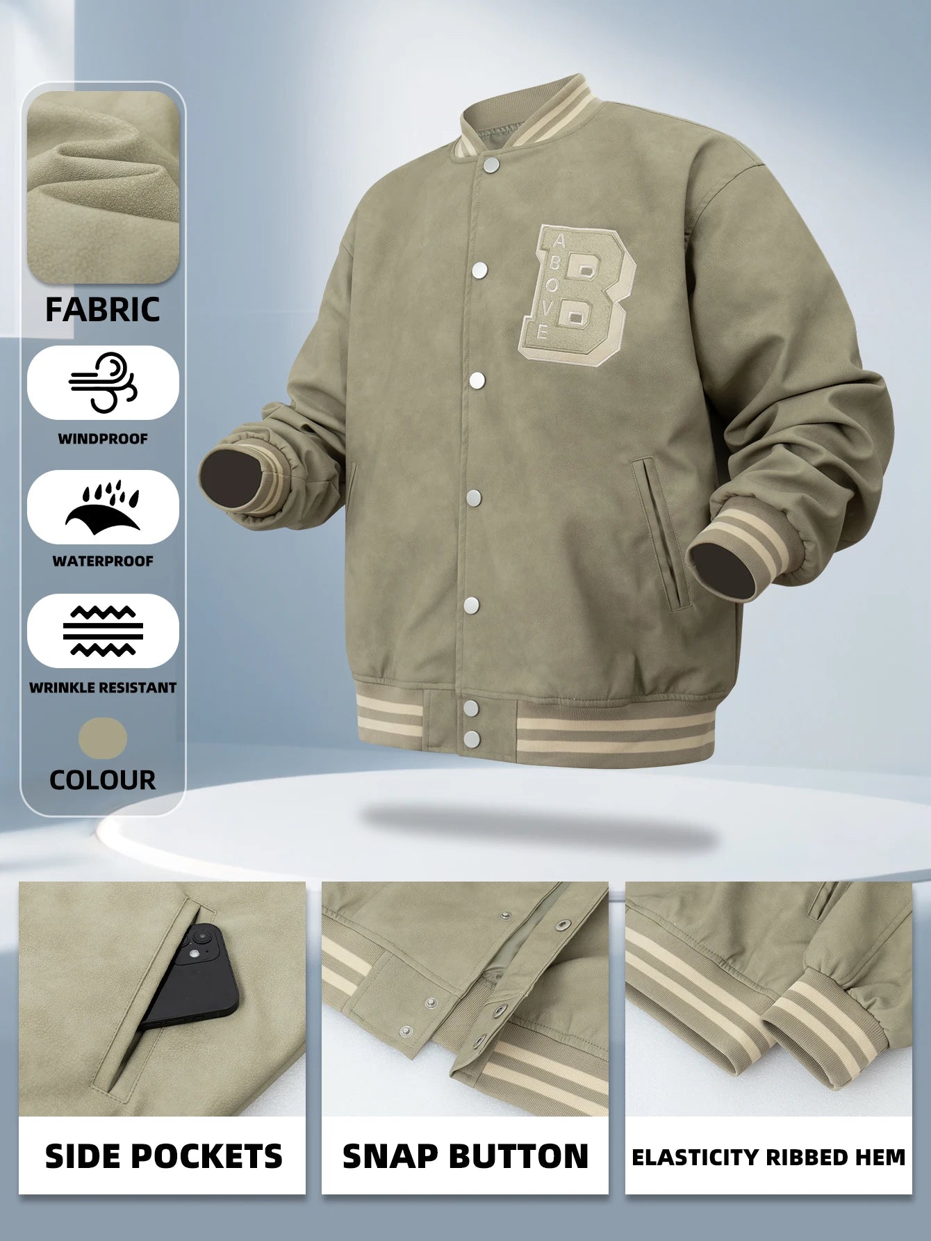 Mens Faux Leather Bomber Jacket Vintage Baseball Collar Letterman Long Sleeve Loose Coats Casual Streetwear For Mens