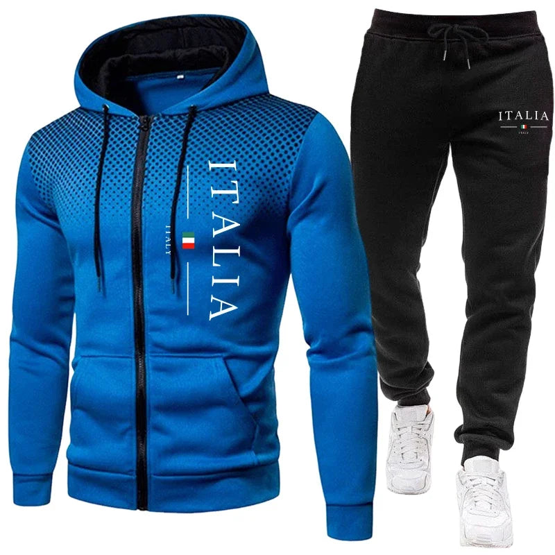 Autumn Winter Popular Men's Tracksuit Zipper Hoodie and Sweatpants Urban Casual Sporty Jogging Suit Male Daily Training Outfits
