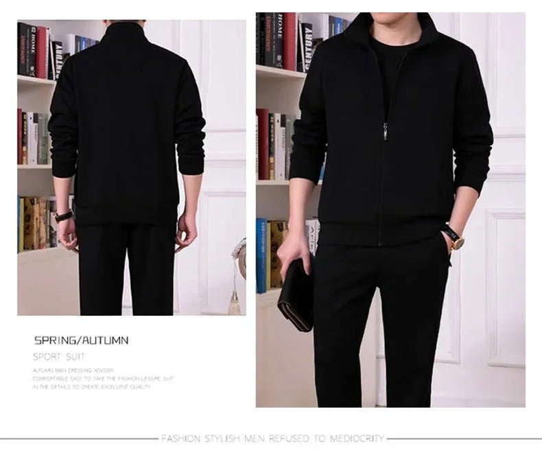 Autumn Winter Men's Casual Jogger Sets Sport Suits Men Sportswear Zipper Sweatsuit Tracksuit Set Man 2 Piece Set Male Tracksuits