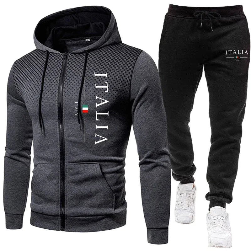 Autumn Winter Popular Men's Tracksuit Zipper Hoodie and Sweatpants Urban Casual Sporty Jogging Suit Male Daily Training Outfits