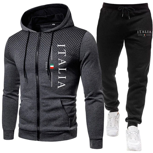 Autumn Winter Popular Men's Tracksuit Zipper Hoodie and Sweatpants Urban Casual Sporty Jogging Suit Male Daily Training Outfits