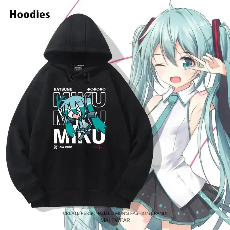 2025 MINISO Vocaloid Essential - Hatsune Miku Men's Quick Dry Hoodie S-4XL Sweatshirt Harajuku