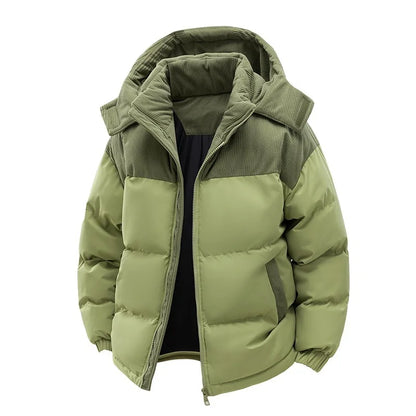 Man Down Jacket Winter Contrast Color Patchwork Cold-proof Male Coat Long Sleeve Business Men Detachable Hooded Outerwear