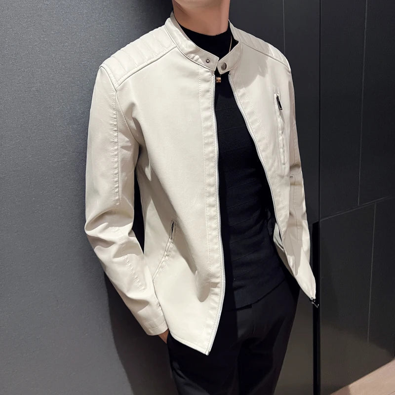 Autumn Winter Jacket  Men Clothes Handsome Warm Male Attractive Locomotive Zipper Cuffs Technology Cool Trendy Men Leather Coats