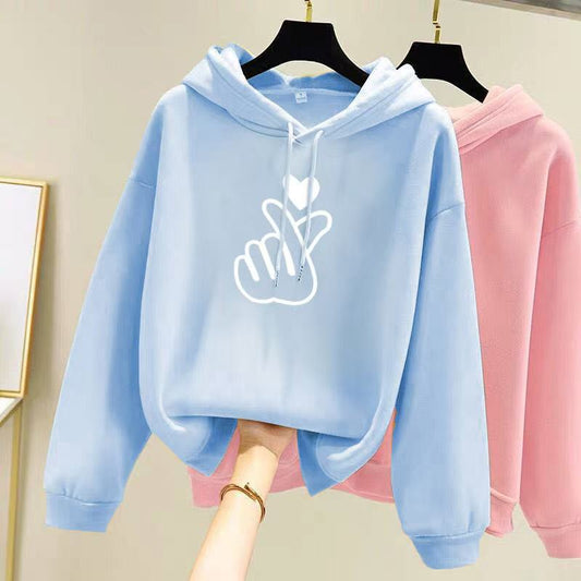 Cross border autumn and winter new collage style hooded sweatshirt female student. Trendy plus size loose fleece Coat Instagram Trendy Top.