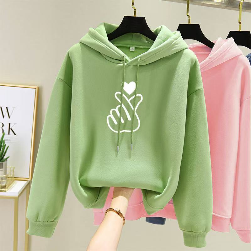 Cross border autumn and winter new collage style hooded sweatshirt female student. Trendy plus size loose fleece Coat Instagram Trendy Top.