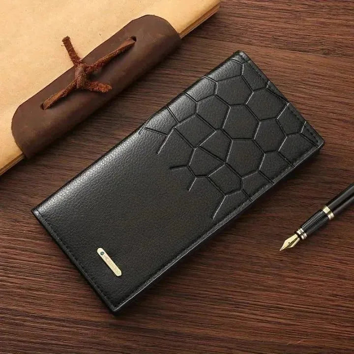 Mens fashionable leather wallet -   half with crocodile design