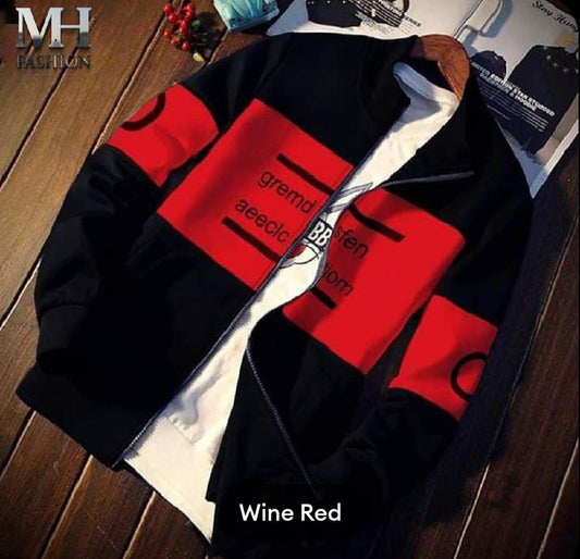 Beautiful men's fleece printed zipper jacket