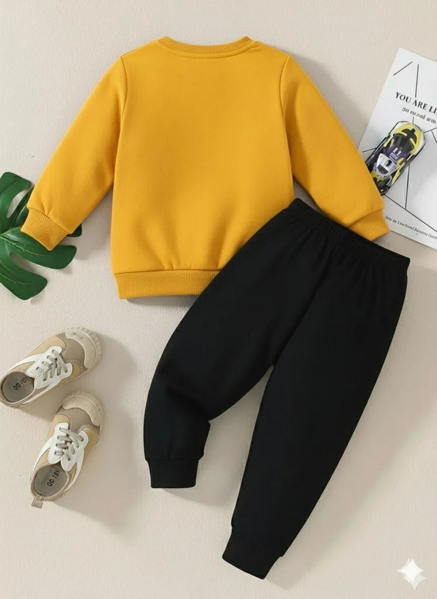 2 pieces girls fleece printed tracksuit