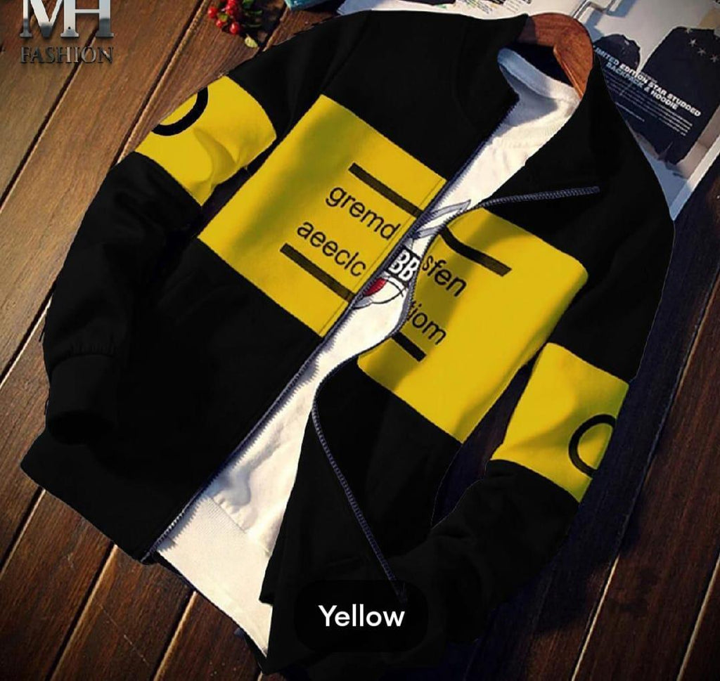 Beautiful men's fleece printed zipper jacket