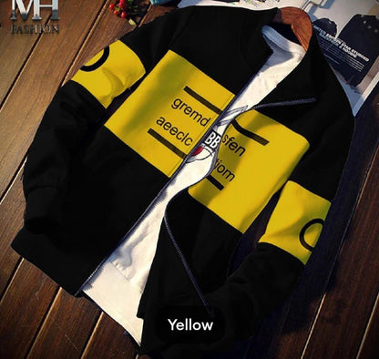 Beautiful men's fleece printed zipper jacket